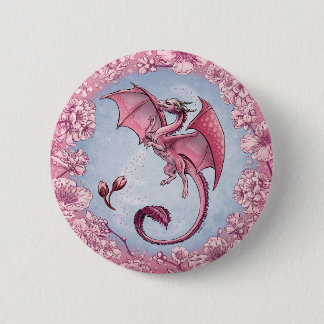 Pink Dragon of Spring Nature Fantasy Art Pinback Button
