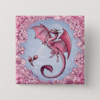 Pink Dragon Of Spring Nature Fantasy Art Pinback Button by critterwings at Zazzle