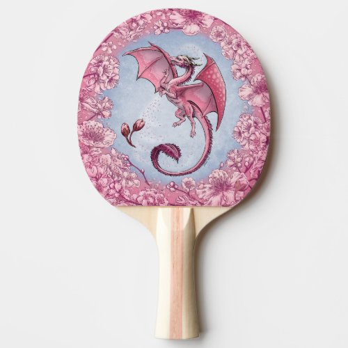 Pink Dragon of Spring Nature Fantasy Art Ping_Pong Paddle