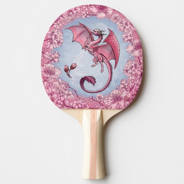 Pink Dragon of Spring Nature Fantasy Art Ping-Pong Paddle (Front)