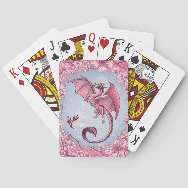 Pink Dragon of Spring Nature Fantasy Art Poker Cards (Back)