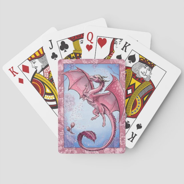 Pink Dragon of Spring Nature Fantasy Art Poker Cards (Back)