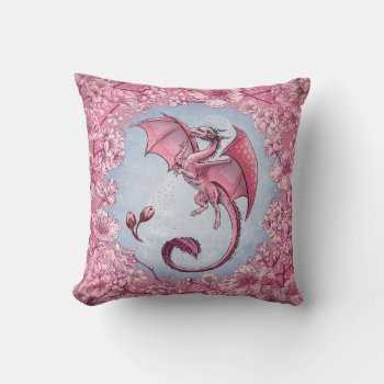 Pink Dragon Of Spring Nature Fantasy Art Throw Pillow by critterwings at Zazzle