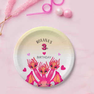 Pink dragon paper plates