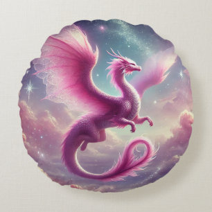 Pink Dragon Round Pillow