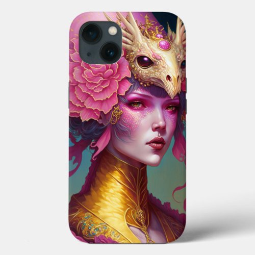 Pink Dragon Skull Woman Fantasy Art iPhone 13 Case