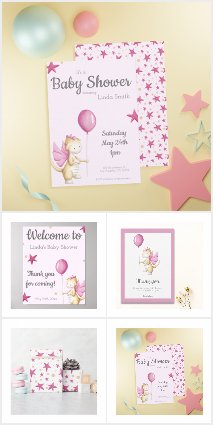 PINK DRAGON WITH BALLOON BABY SHOWER - 899