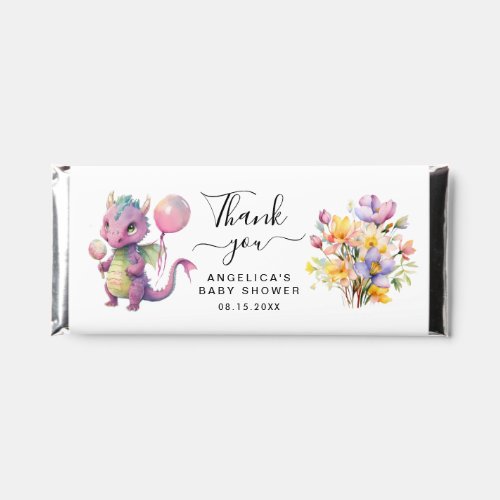 Pink Dragon with Balloons Floral Bouquet Thank You Hershey Bar Favors