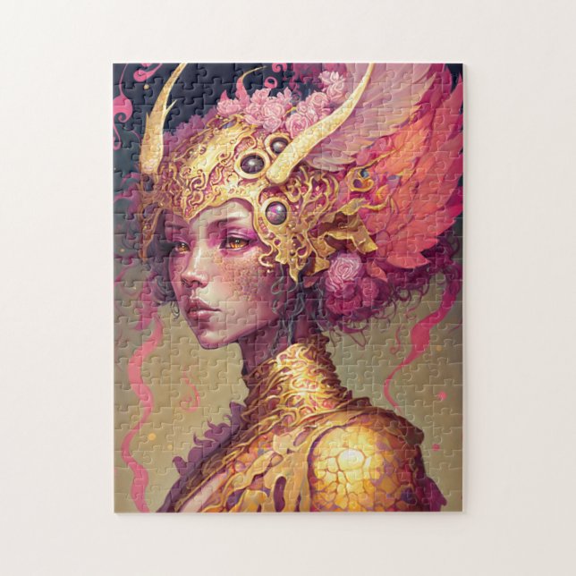 Pink Dragon Woman Fantasy Art Jigsaw Puzzle (Vertical)