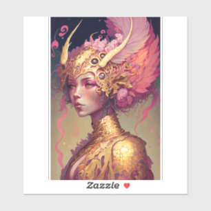 Pink Dragon Woman Fantasy Art Sticker
