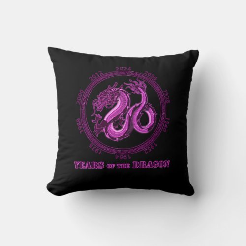 Pink Dragon Years of the Draon  Throw Pillow