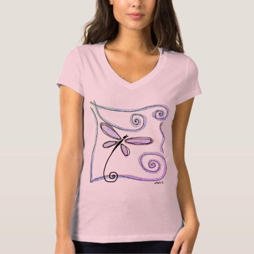 Pink Dragonfly Abstract Art to Wear T_Shirt