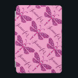 Pink dragonfly art pattern named ipad cover<br><div class="desc">Girls pink mauve add your own name girlie dragonfly pattern ipad cover designed by exclusively by Sarah Trett. Personalize with your name of your choice, currently reads Jennifer (***Please note some names will not always fit due to the nature of the font). I can post another to meet your name...</div>