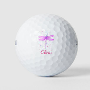 Pink dragonfly Cute Name golf balls