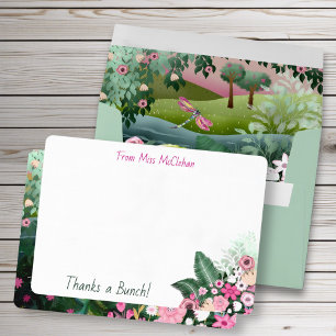Pink Dragonfly Meadow Sweet Thank You Invitation