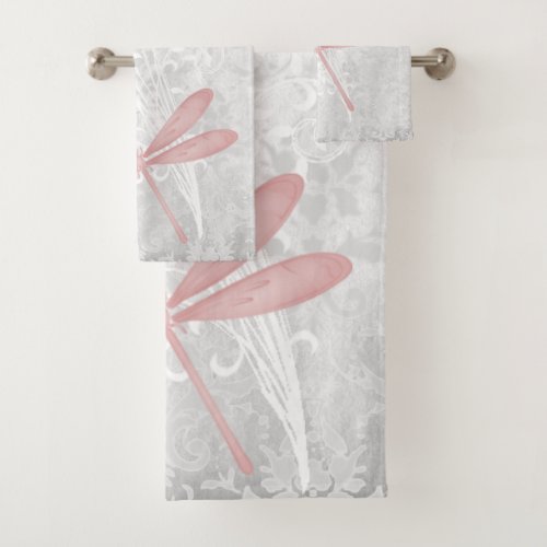 Pink Dragonfly Personalized Bath Towel Set