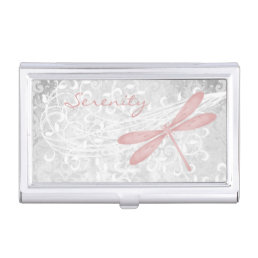 Pink Dragonfly Personalized Business Card Case