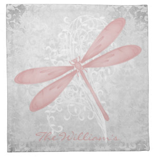 Pink Dragonfly Personalized Cloth Napkin
