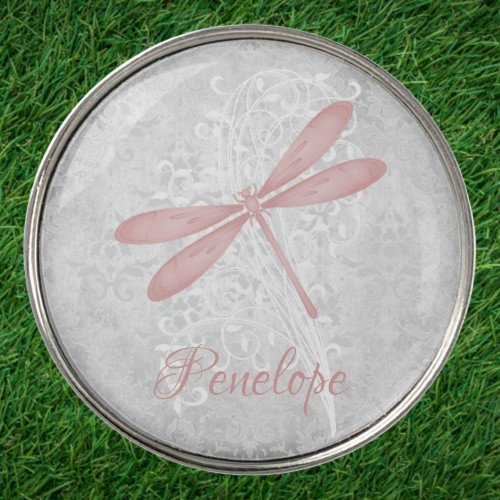 Pink Dragonfly Personalized Golf Ball Marker