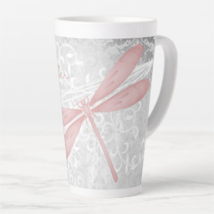 Pink Dragonfly Personalized Latte Mug
