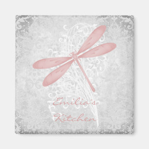 Pink Dragonfly Personalized Magnet