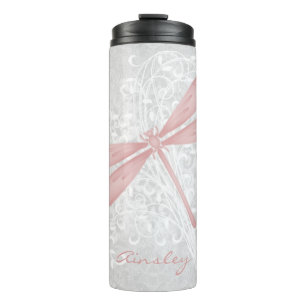 Pink Dragonfly Personalized Thermal Tumbler