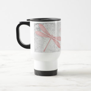 Pink Dragonfly Personalized Travel Mug