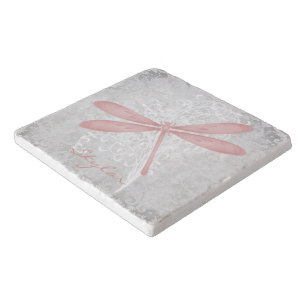 Pink Dragonfly Personalized Trivet
