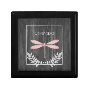 Pink Dragonfly Rustic Gift Box