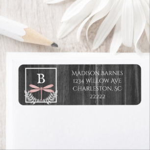 Pink Dragonfly Rustic Label