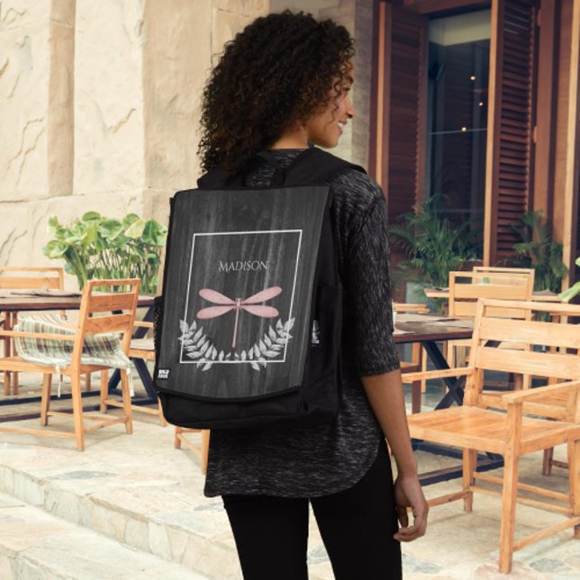 Pink Dragonfly Rustic Personalized Backpack (Pink Dragonfly Rustic Personalized Backpack)