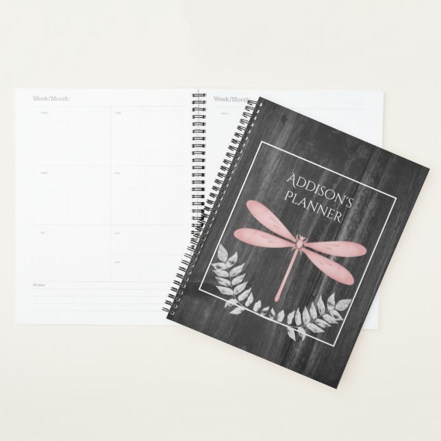 Pink Dragonfly Rustic Planner (Display)