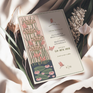 Pink Dragonfly Save The Date Belle Epoque Nouveau Invitation