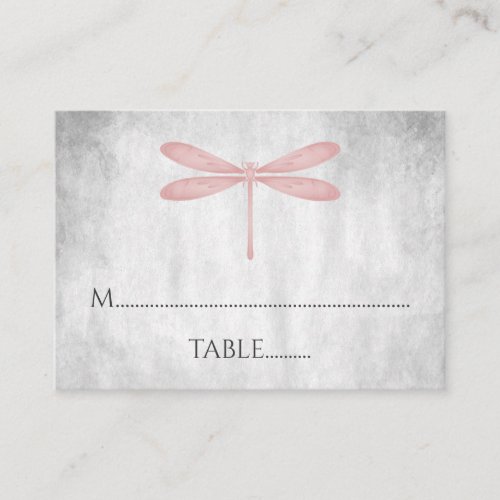 Pink Dragonfly Wedding Place Cards