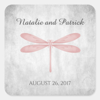 Pink Dragonfly Wedding Stickers