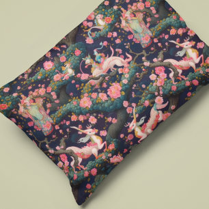 Pink Dragons and Cherry Blossoms Pillow Case