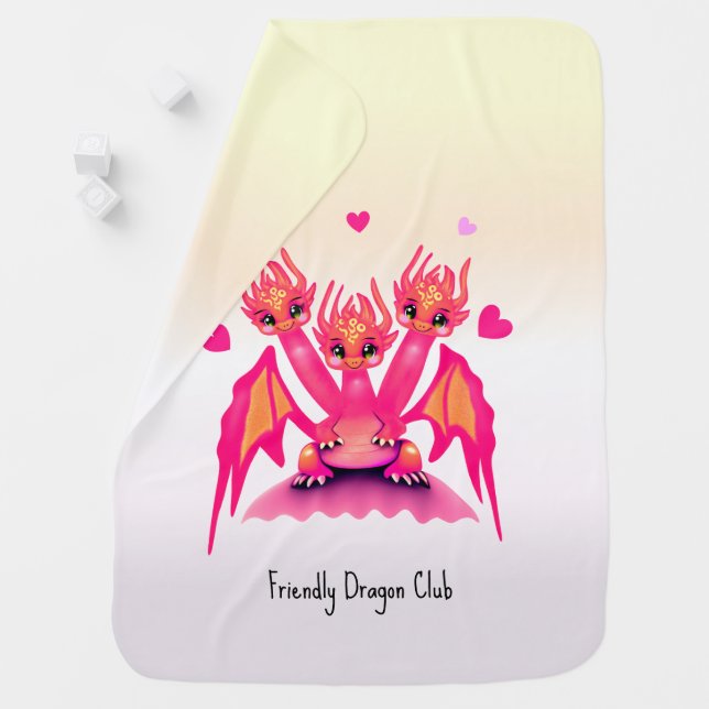 Pink dragons baby blanket (In Situ)