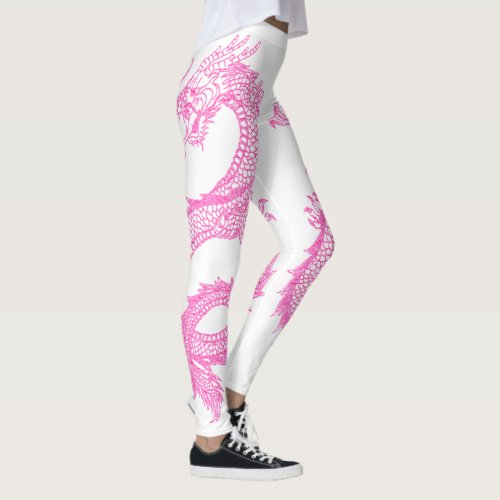 Pink Dragons Personalize Background Color Leggings