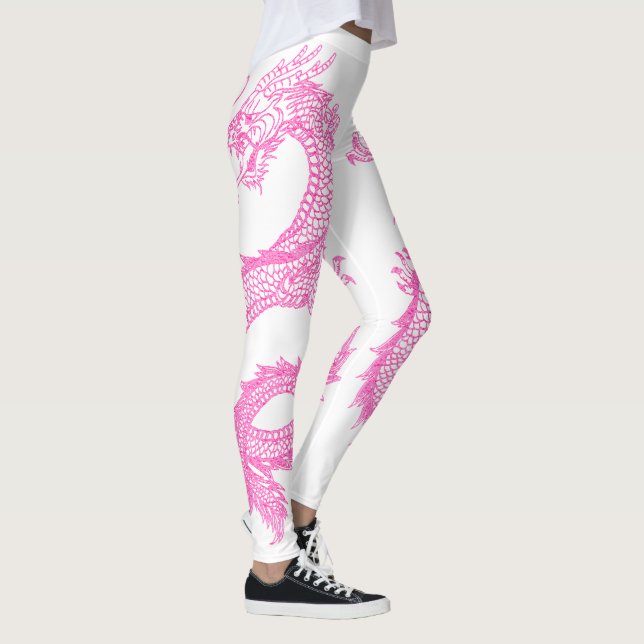 Pink Dragons Personalize Background Color Leggings (Right)