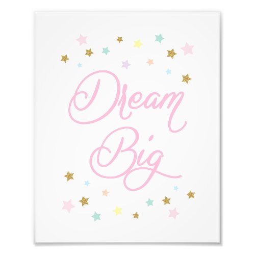 Pink Dream Big Stars Nursery Baby Girl Decor Photo Print