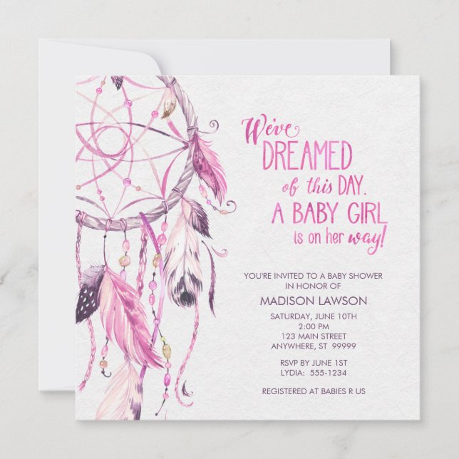 Pink Dreamcatcher Baby Shower Invitation (Front)
