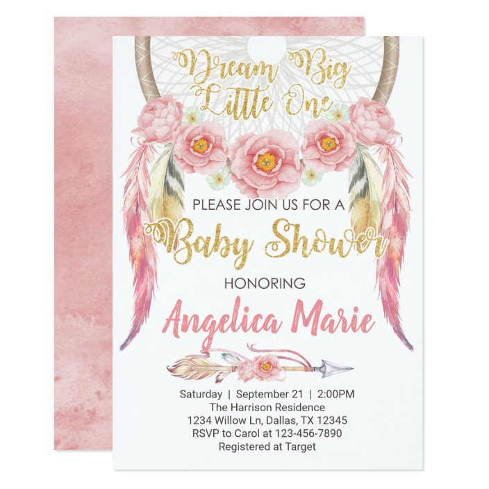 dream catcher baby shower invitations