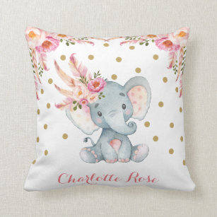 Boho Elephant Nursery Decorative Pillows Poufs Zazzle Nursery Decorative Pillows Poufs