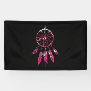 Pink Dreamcatcher Feathers Native American Indian Banner