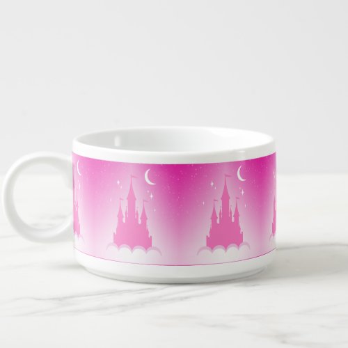 Pink Dreamy Castle In The Clouds Starry Moon Sky Bowl