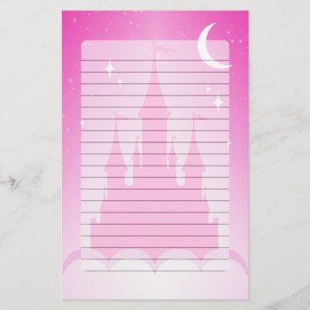 Pink Dreamy Castle In The Clouds Starry Moon Sky Stationery by UFPixel at Zazzle