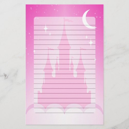 Pink Dreamy Castle In The Clouds Starry Moon Sky Stationery