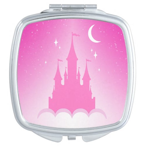 Pink Dreamy Castle In The Clouds Starry Moon Sky Vanity Mirror