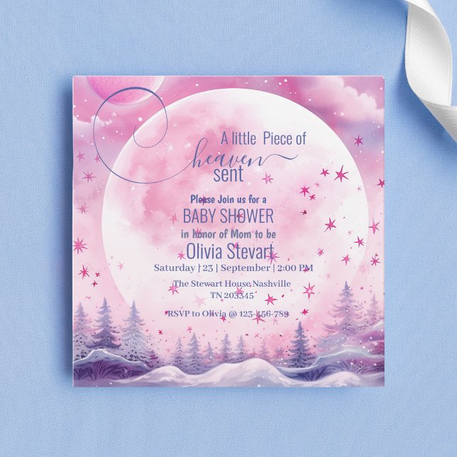 Pink Dreamy Heaven Sent Baby shower Invitation (Creator Uploaded)