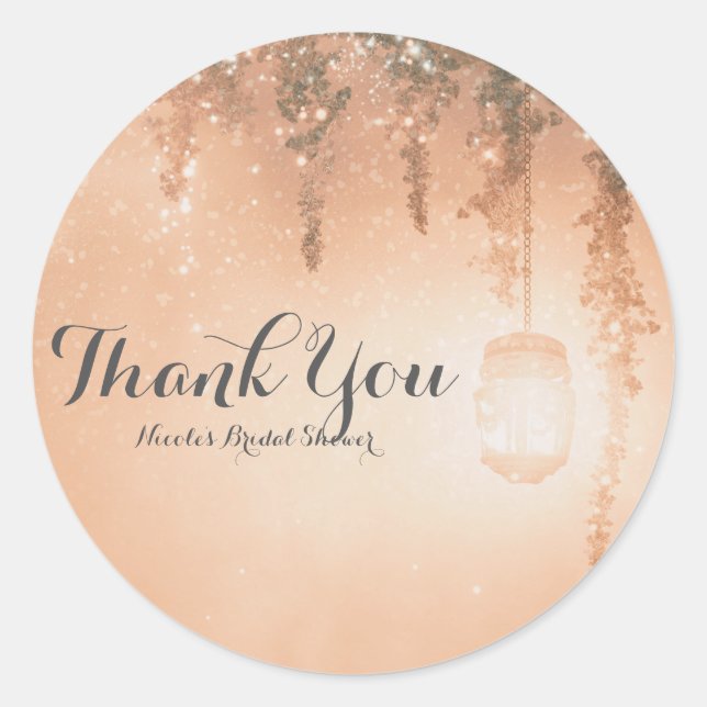 Pink Dreamy Rustic Forest Bridal Shower Favor Classic Round Sticker (Front)